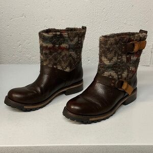 WOOLRICH Baltimore Harness BROWN LEATHER ANKLE BOOTS WOMEN'S SIZE US 8